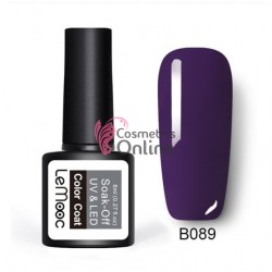 Oja semipermanenta LeMooc color UV / LED de 8 ml Cod B089 Bright Violet + 1 Cutie sclipici Auriu Cadou